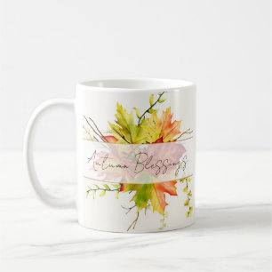Mug Feuilles d'érable d'automne avec texte personnalis