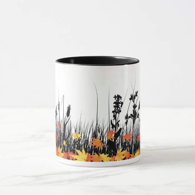Mug Feuilles d'érable d'automne et silhouette d'herbe  (Créateur téléchargé)