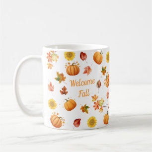 Mug Feuilles et Citrouilles d'aquarelle