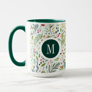 Mug Feuilles Et Fleurs De Couleur Mignonnes Monogramme