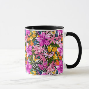 Mug feuilles et fleurs tropicaux
