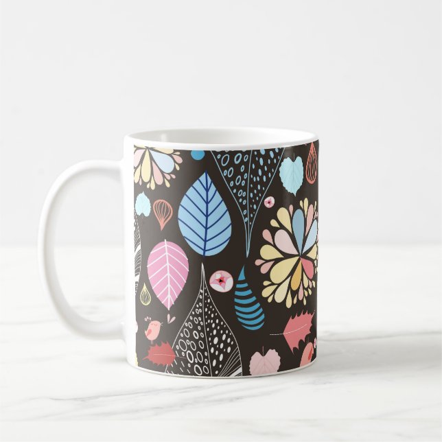 Mug Feuilles et oiseaux d'automne. (Gauche)