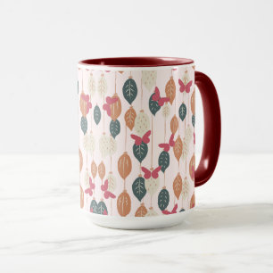 Mug Feuilles et papillons Motif Boho