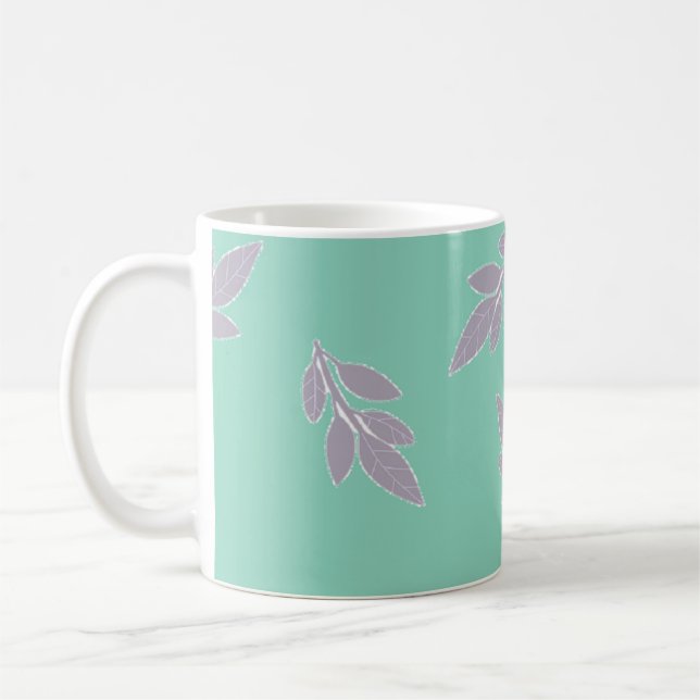Mug Feuilles gris sur vert (Gauche)