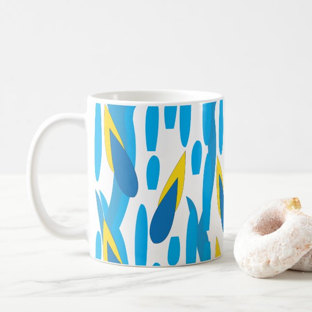 Mug Feuilles Jaunes Bleues  (Avec donut)