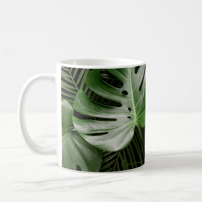 Mug Feuilles Monstera, aménagement tropical de luxe. (Gauche)