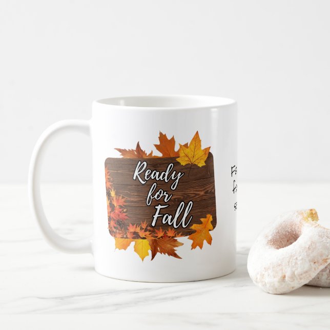 Mug Feuilles rustiques et bois prêt pour la boue autom (Avec donut)