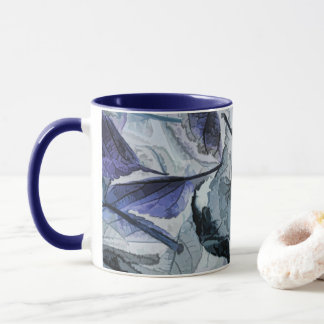 Mug Feuilles tombés en hiver en bleu et gris