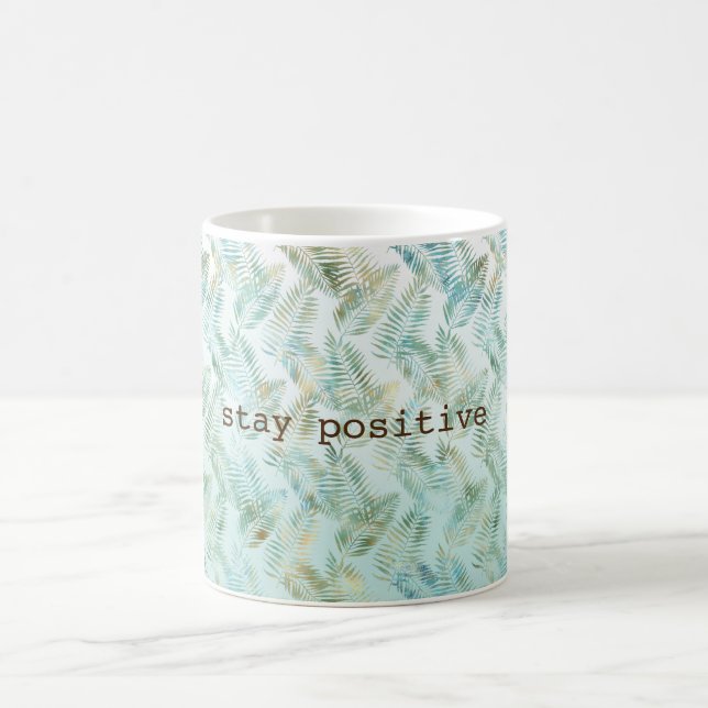 Mug Feuilles tropicales vert aqua or (Centre)