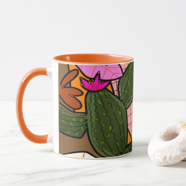 Mug feuilles tropicaux Abstraits et fleurs (Avec donut)