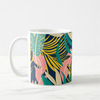 Mug Feuilles tropicaux colorés : motif d'été.