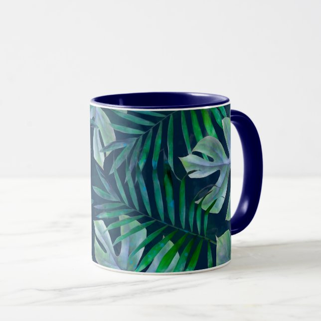 Mug Feuilles tropicaux de nuit (Devant droit)