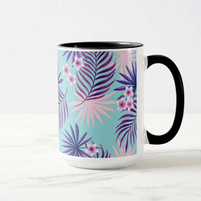 Mug Feuilles tropicaux et fleurs 2 (Droite)