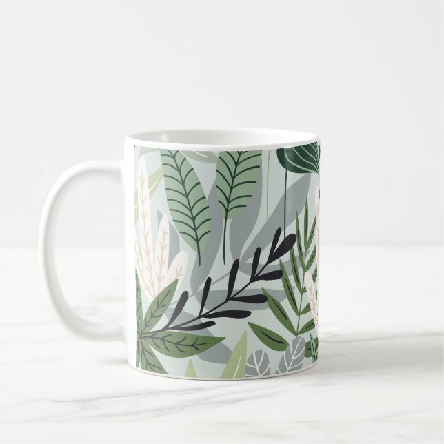 Mug Feuilles tropicaux : impression Vintage à main. (Gauche)