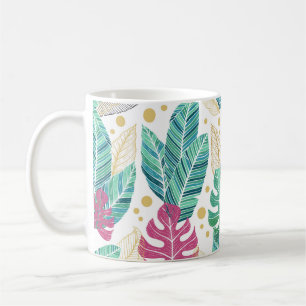 Mug Feuilles tropicaux. Motif sans couture botanique.