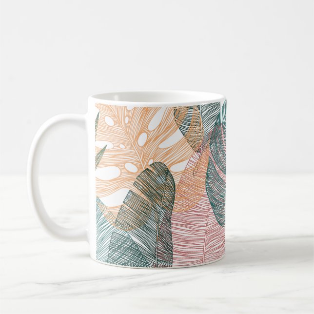 Mug Feuilles tropicaux : motif vintage à main. (Gauche)