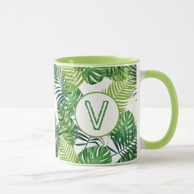 Mug Feuilles tropicaux verts V (Droite)
