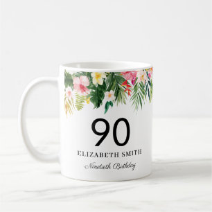 Mug Feuilles tropicaux Watercolor Personnalisé Anniver