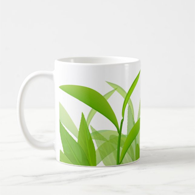 Mug Feuilles vertes brillantes aquarelle  (Gauche)
