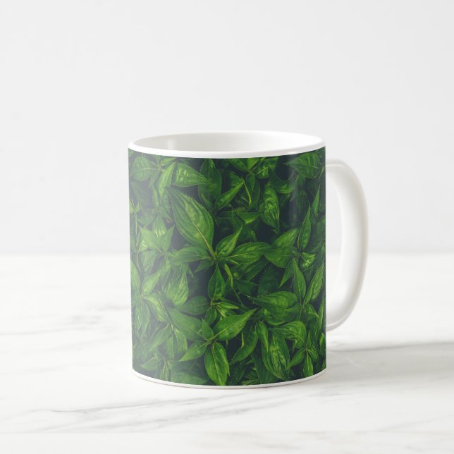 Mug Feuilles Vertes Foncées  (Devant droit)
