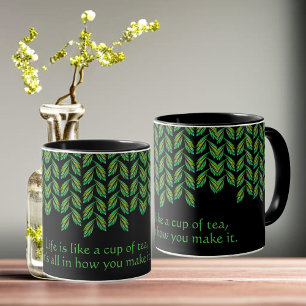 Mug Feuilles verts néon - art fractal, irlandais disan