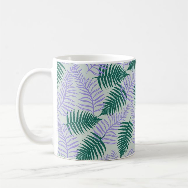 Mug Feuilles verts pourpre  rétro les années 70 Fleur  (Gauche)