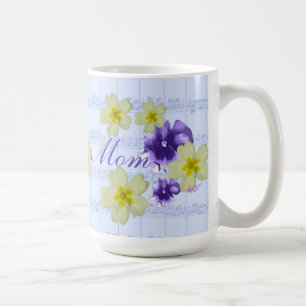 Mug Feutre de fleurs mauve et jaune doux Musique maman