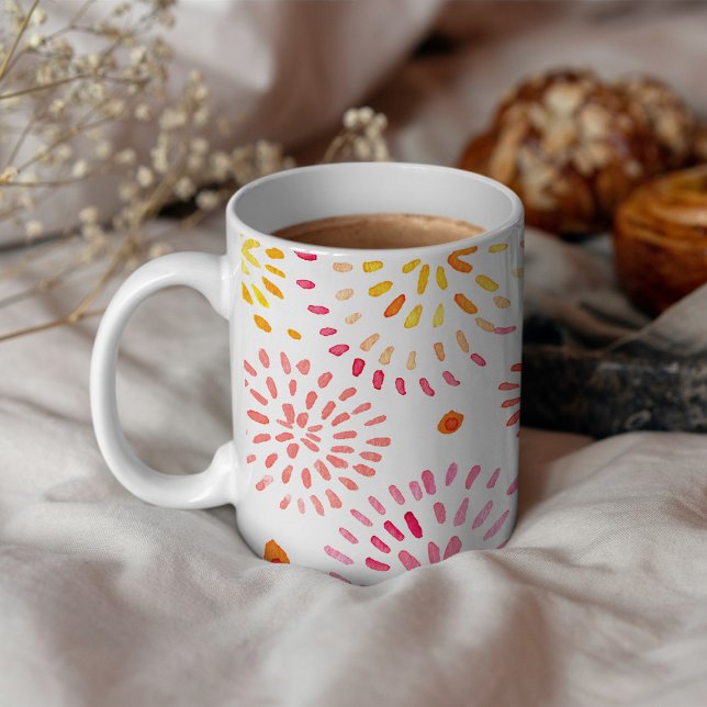 Mug Feux d'aquarelle mignonne en jaune et orange (Créateur téléchargé)