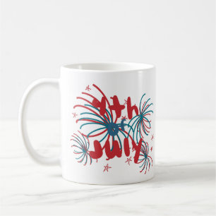Mug Feux d'artifice 4 juillet Étoiles Gribouillis