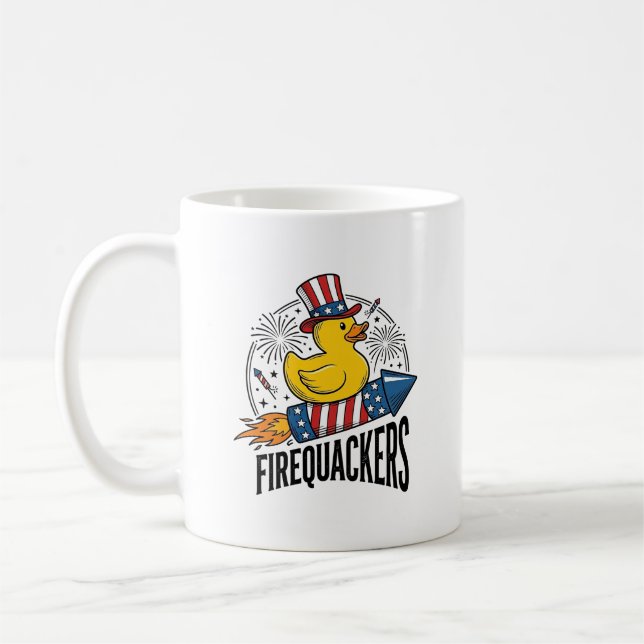 Mug Feux d'artifice Canard Patriotique Conception de C (Gauche)