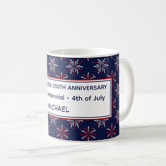 Mug Feux d'artifice du Semiquincentenaire 250e Anniver (Devant droit)