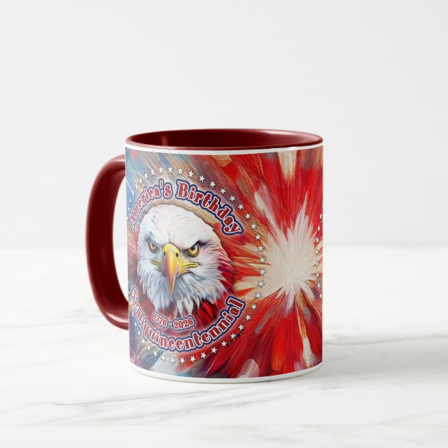 Mug Feux d'artifice Semiquin Rouge Aigle pour l'annive (Devant gauche)