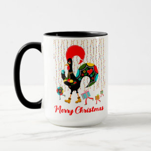 Mug Feux de Noël, baubles, cadeaux et coq