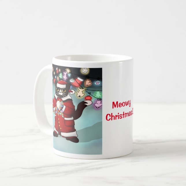 Mug Feux de Noël Cute Tuxedo Chat (Devant gauche)