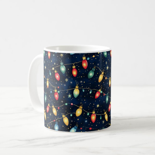Mug Feux de Noël design avec brillance scintillante (Devant gauche)