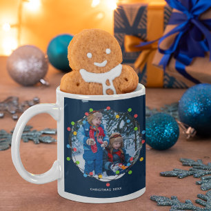 Mug Feux de Noël Enfants Photo Cute Blue Custom Cadea