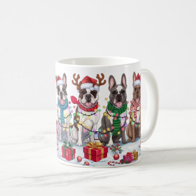 Mug Feux de Noël pour Bulldog français - Design adorab (Devant droit)