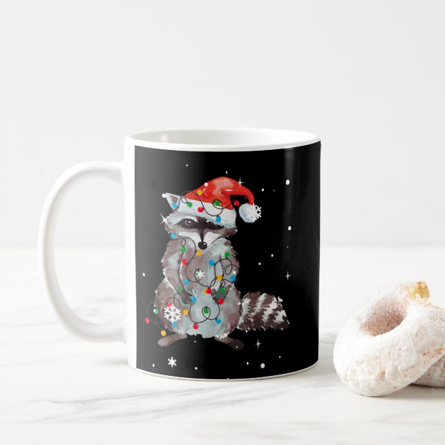 Mug Feux de Noël Raccoon Pajama Racoon Lover (Avec donut)