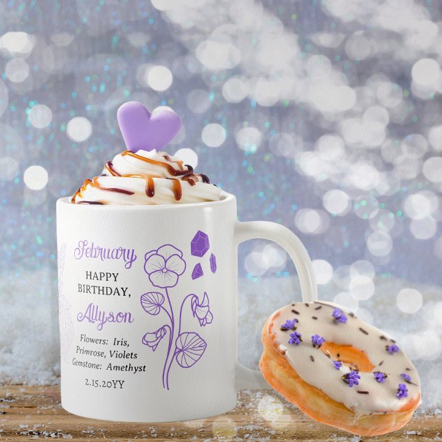 Mug Février Floral | Amethyst Birthday Keeps (February Floral and  Amethyst Birthstone Birthday Keepsake Coffee Mug)