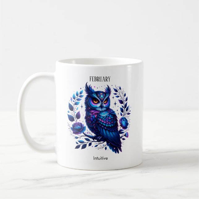 Mug Février Mois de la naissance Spirit Animal Owl (Gauche)