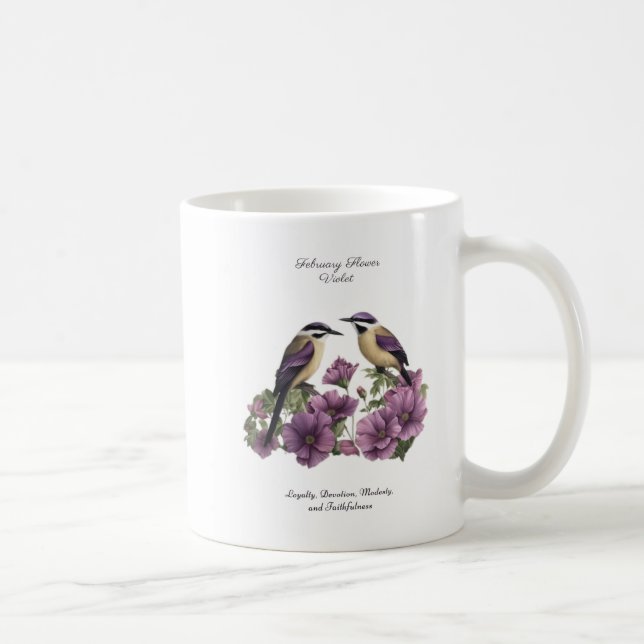 Mug Février Mois de naissance Fleur personnalisée Anni (Droite)