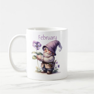 Mug Février personnalisé Mois de naissance Jardin Gnom