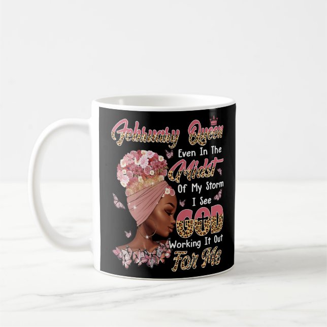 Mug Février Reine Black Femmes Anniversaire Le Travail (Gauche)