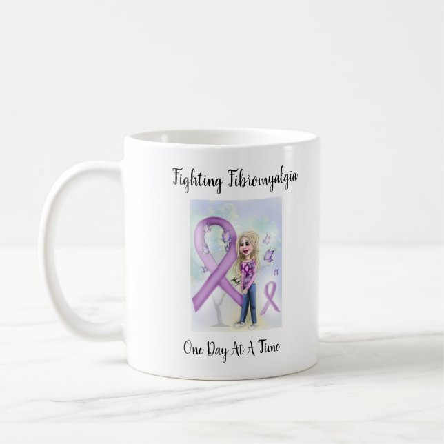 Mug "Fibromyalgie de combat un jour à la fois " (Gauche)