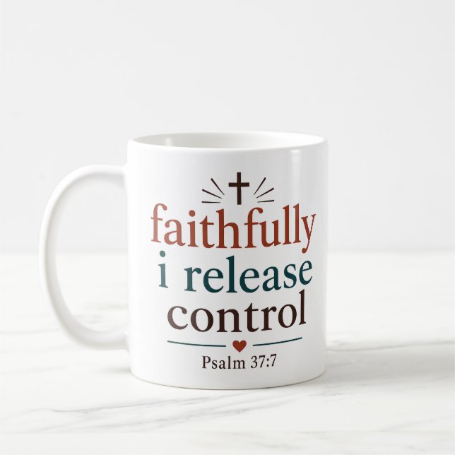 Mug Fidèlement, je libère le contrôle Écriture chrétie (Gauche)