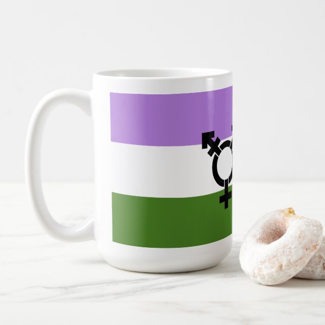 Mug Fier d'être queer - fierté queer et genre (Avec donut)