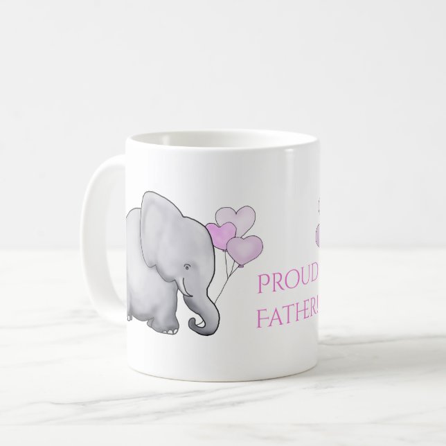 Mug Fier père Cute Pink Baby Elephant aux ballons (Devant gauche)