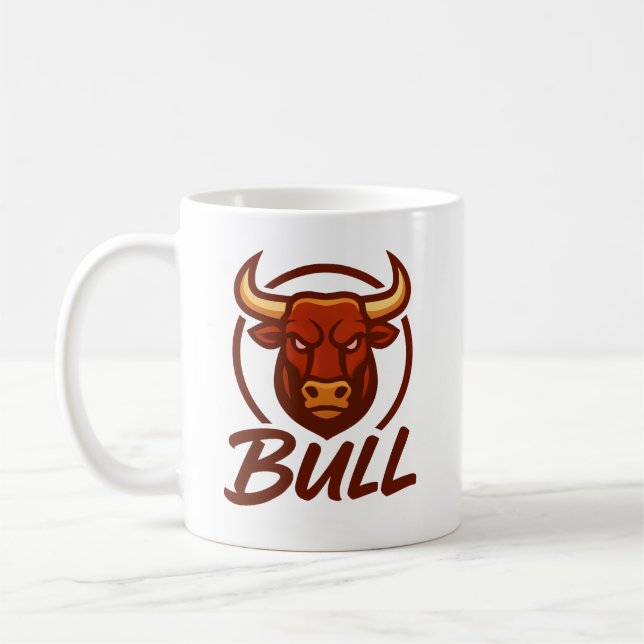 Mug Fierce Bull Head Logo, Creative Mascot BULL (Gauche)