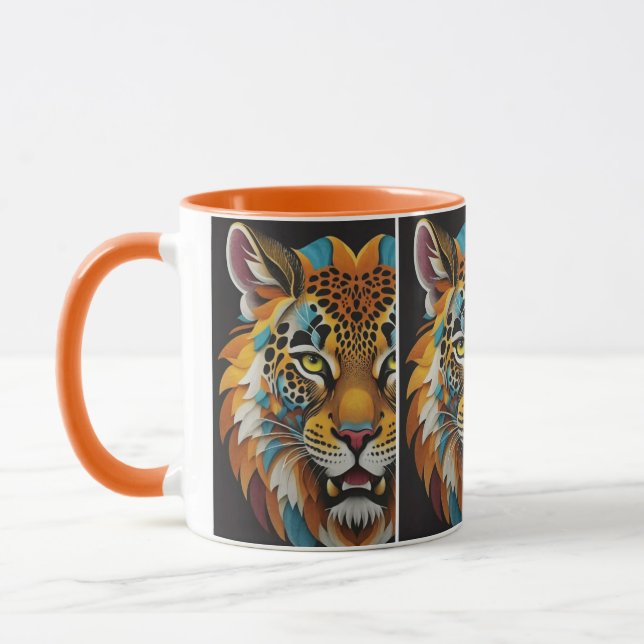 Mug Fierce Tiger Face Art - Graphisme personnalisé T (Gauche)