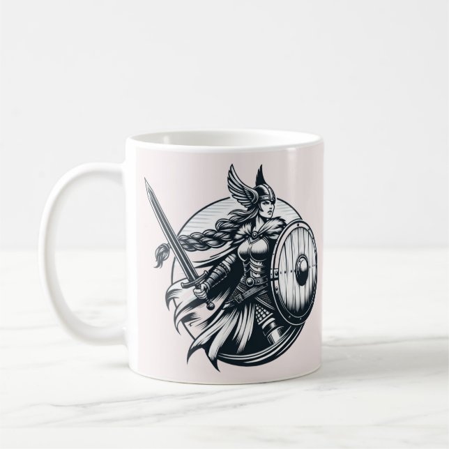 Mug Fierce Valkyrie Warrior - Norse Mythology Line Art (Gauche)